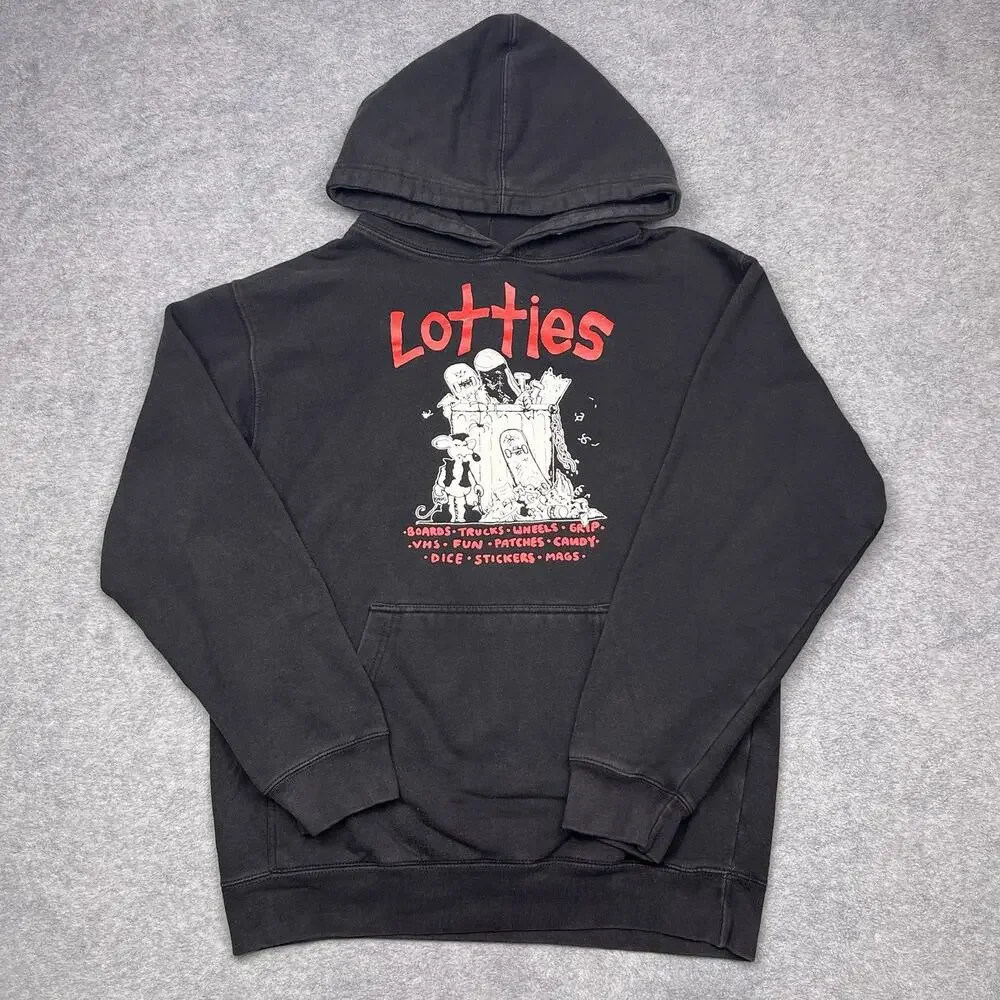 Lotties‎ skateshop hoodie black vintage y2k sweatshirt size small